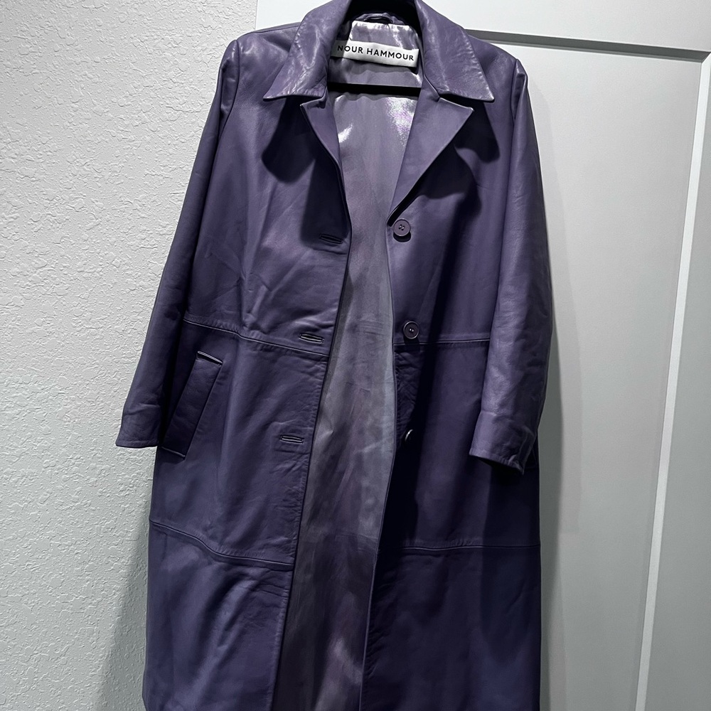 Lavender Leather Trench Coat